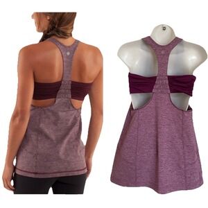 Lululemon Turbo Tank Heathered Bordeaux Drama 6 Built in Shelf Bra